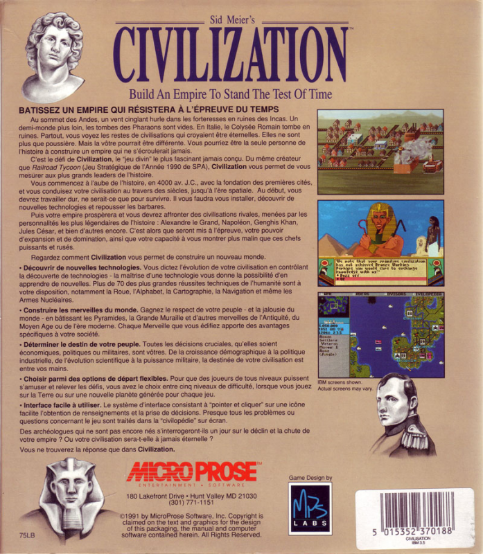 Sid Meier's Civilization — box-2D-back (FR)
