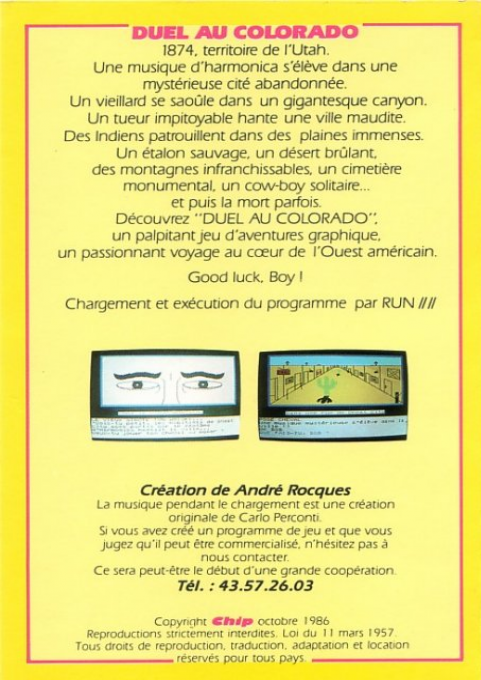 Duel Au Colorado — box-2D-back (WOR)