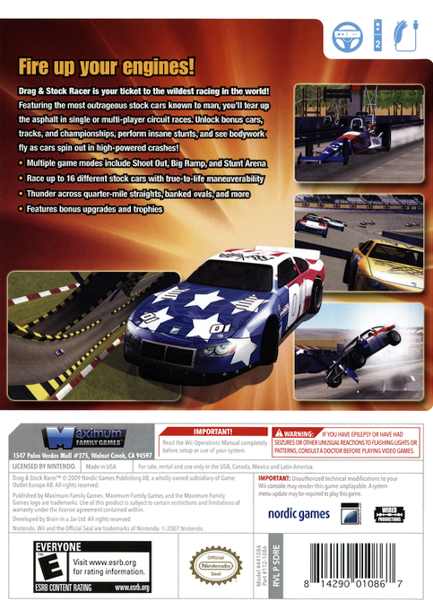 Maximum Racing - Drag & Stock Racer — box-2D-back (US)
