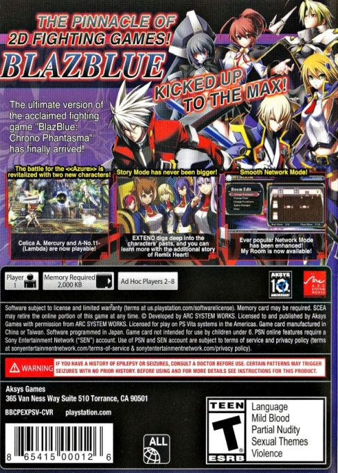BlazBlue - Chronophantasma Extend — box-2D-back (US)