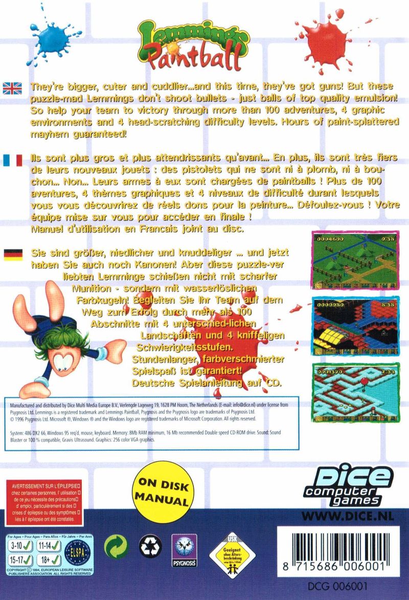 Lemmings Paintball — box-2D-back (EU)