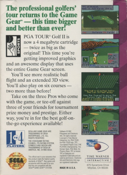 Pga Tour Golf 2 — box-2D-back (US)