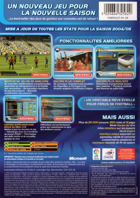 Roger Lemerre - La Selection des Champions 2005 — box-2D-back (FR)