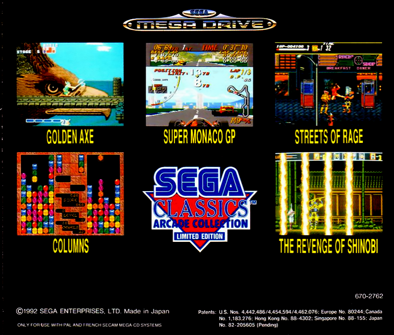 Sega Classics Arcade Collection - Limited Edition — box-2D-back (EU)