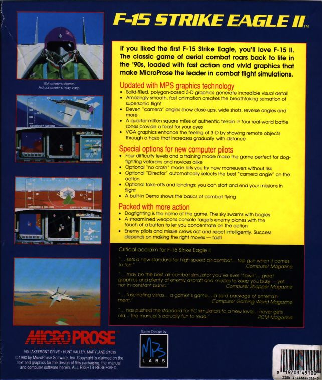 F-15 Strike Eagle 2 — box-2D-back (US)