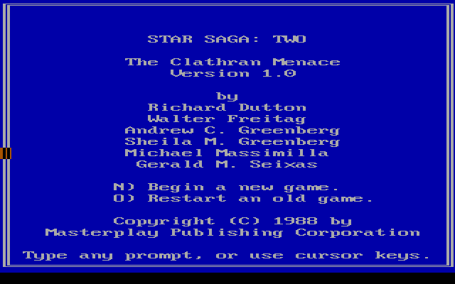 Star Saga Two - The Clathren Menace — sstitle (US)