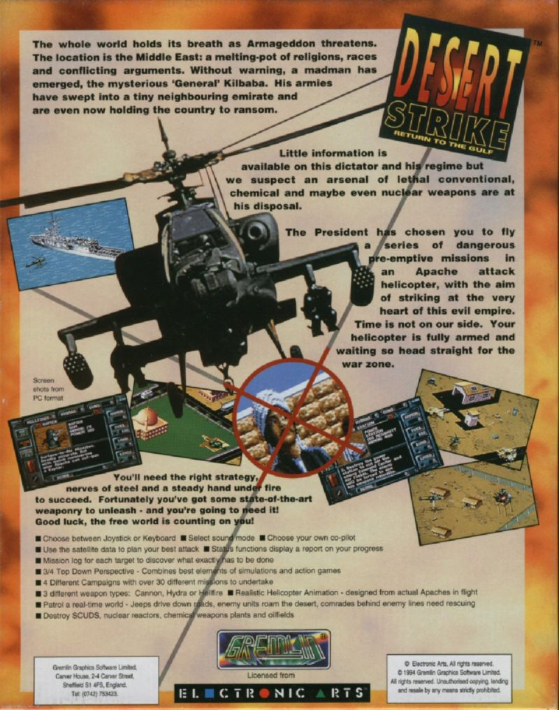 Desert Strike - Return To The Gulf — box-2D-back (EU)