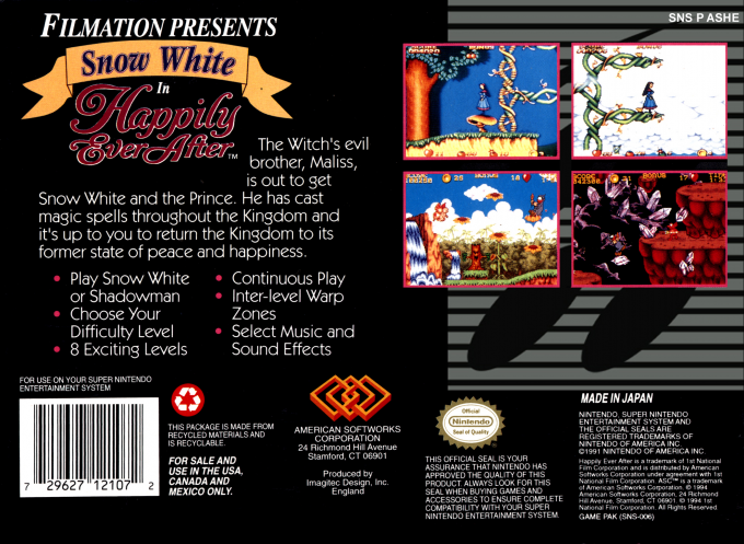 Snow White In Happily Ever After — box-2D-back (US)