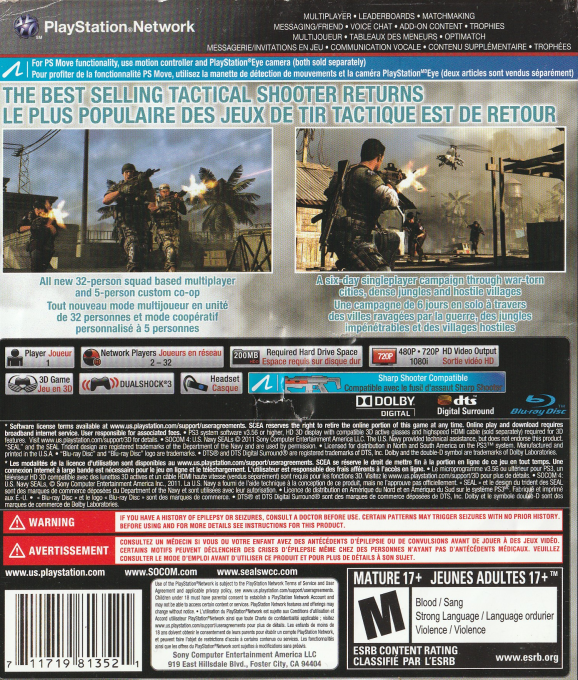 SOCOM 4 - U.S. Navy SEALs — box-2D-back (CA)