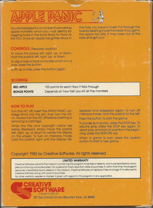 Apple Panic — box-2D-back (US)