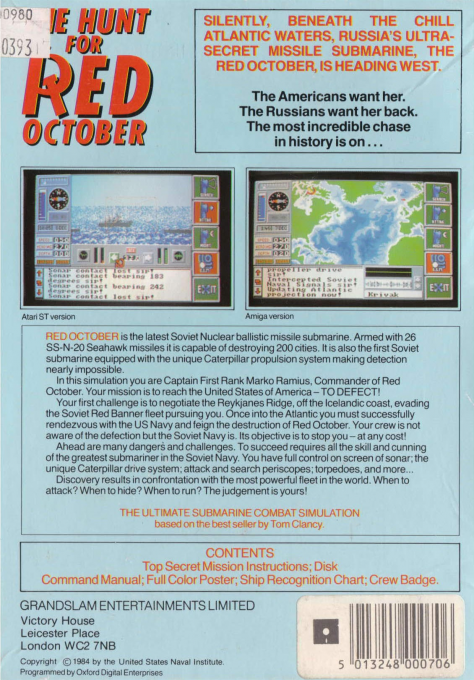 Hunt For Red October, The - The Book — box-2D-back (EU)