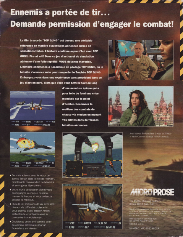 Top Gun - Fire at Will! — box-2D-back (FR)