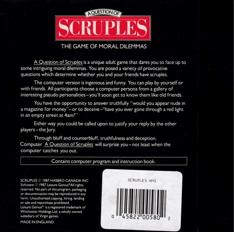 Question Of Scruples, A — box-2D-back (EU)