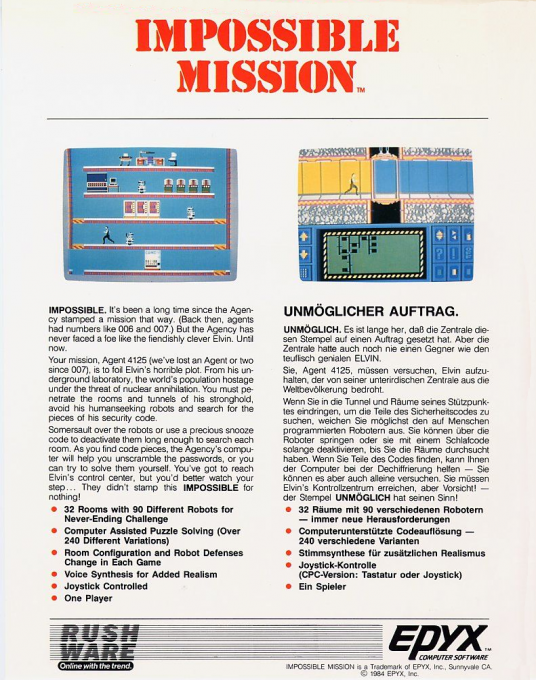 Impossible Mission — box-2D-back (DE)