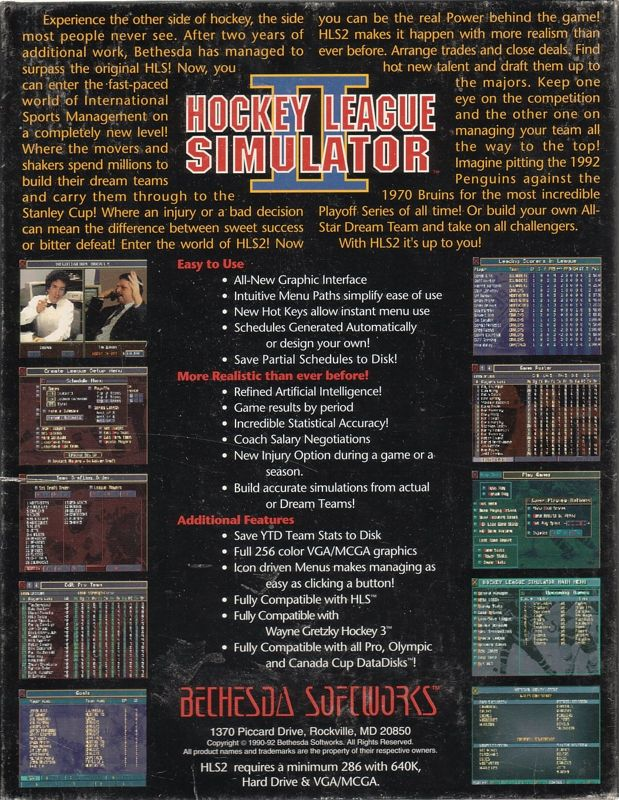 Hockey League Simulator 2 — box-2D-back (US)