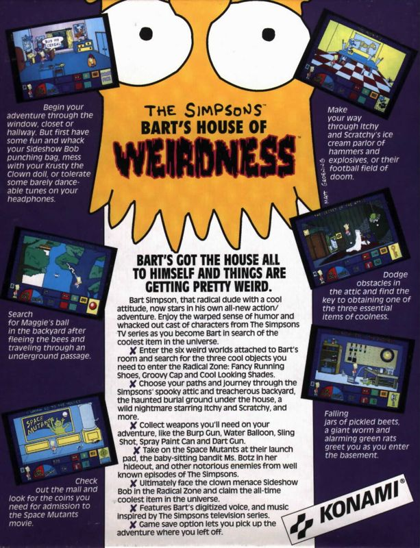 Simpsons, The - Bart's House Of Weirdness — box-2D-back (US)