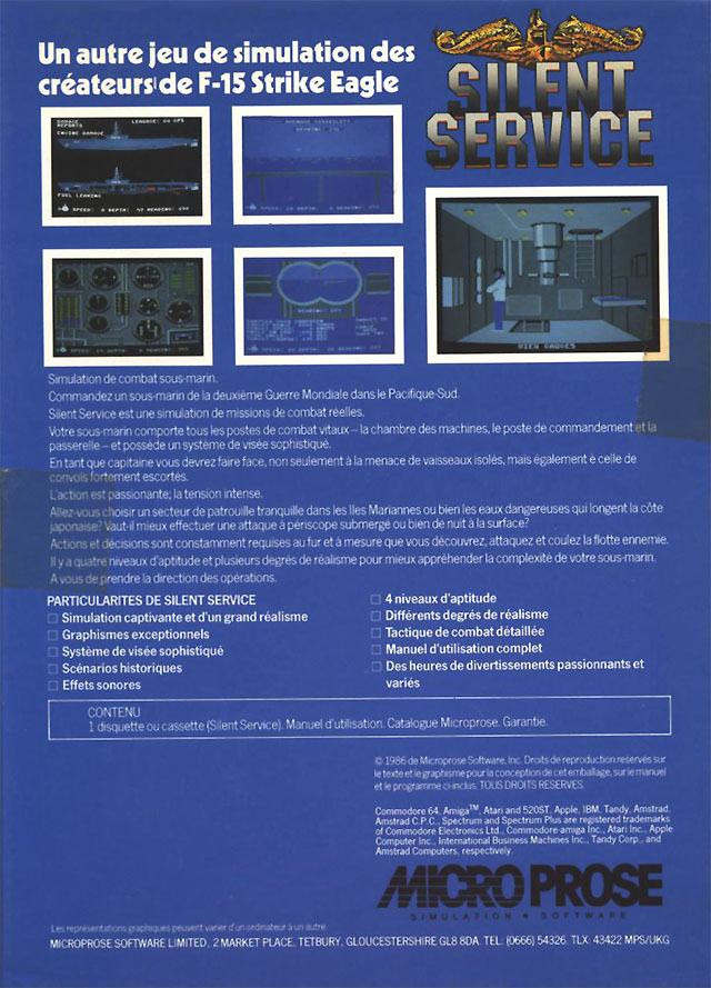 Silent Service — box-2D-back (FR)
