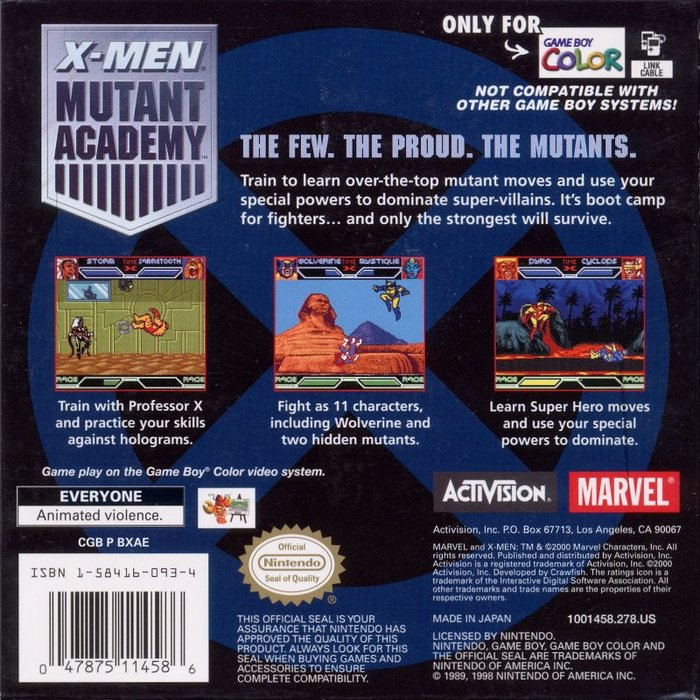 X-men - Mutant Academy — box-2D-back (US)