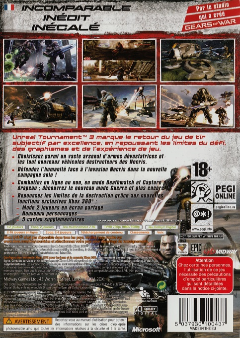 Unreal Tournament III — box-2D-back (FR)
