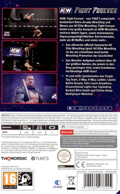 AEW - Fight Forever — box-2D-back (DE)