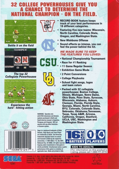 College Football's National Championship 2 — box-2D-back (US)