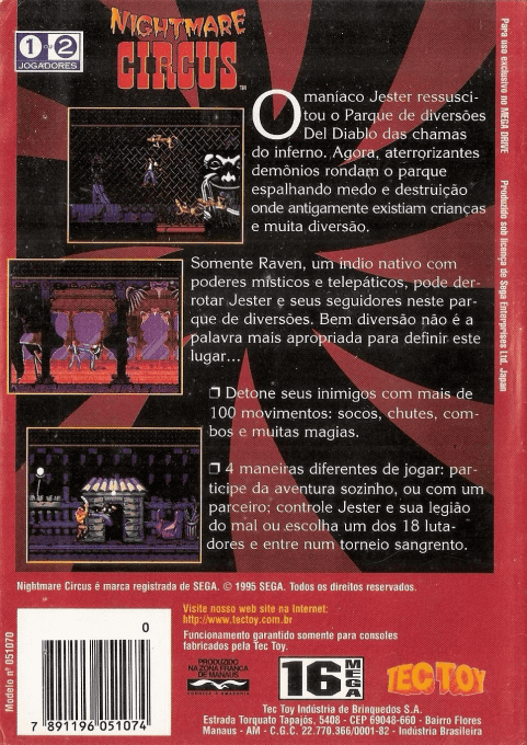 Nightmare Circus — box-2D-back (BR)