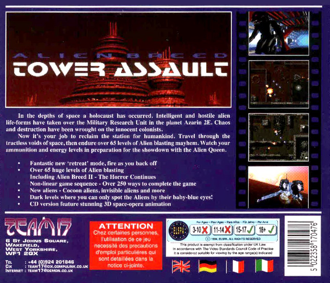 Alien Breed - Tower Assault — box-2D-back (EU)
