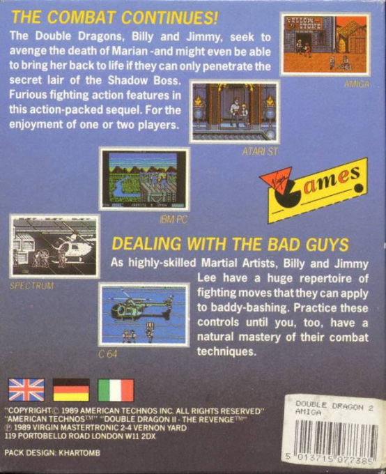 Double Dragon II - The Revenge — box-2D-back (EU)