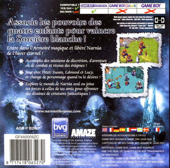 Chronicles of Narnia, The - The Lion, the Witch and the Wardrobe — box-2D-back (FR)