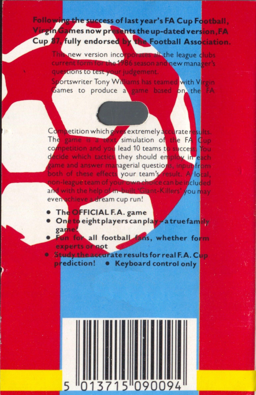 F.A. Cup '87 — box-2D-back (EU)