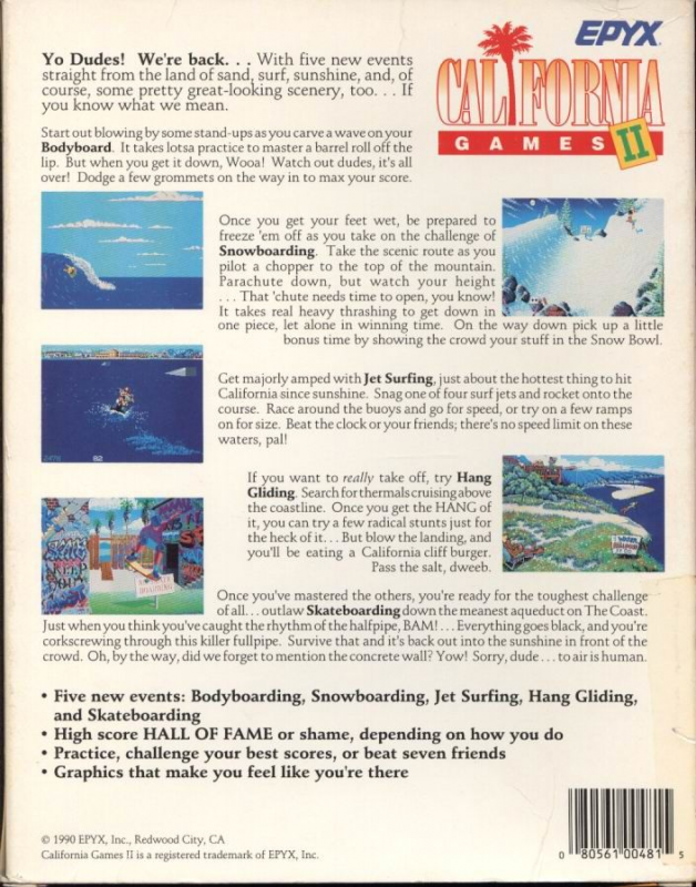 California Games 2 — box-2D-back (US)