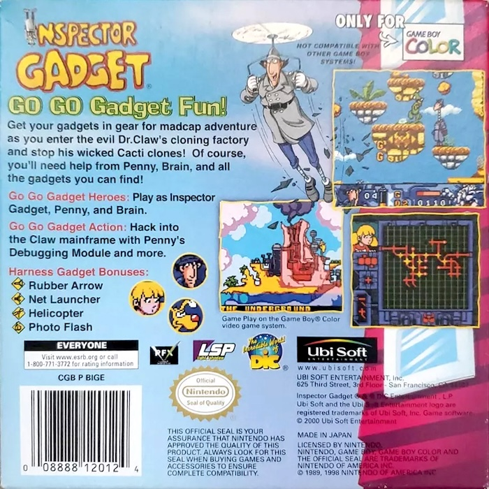 Inspector Gadget - Operation Madkactus — box-2D-back (US)