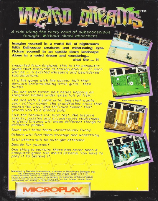 Weird Dreams — box-2D-back (US)