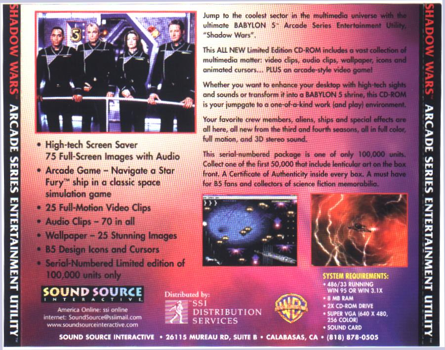 Babylon 5: Shadow Wars — box-2D-back (US)