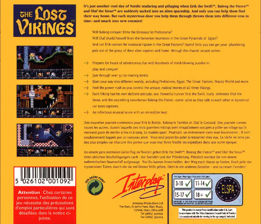Lost Vikings, The — box-2D-back (EU)