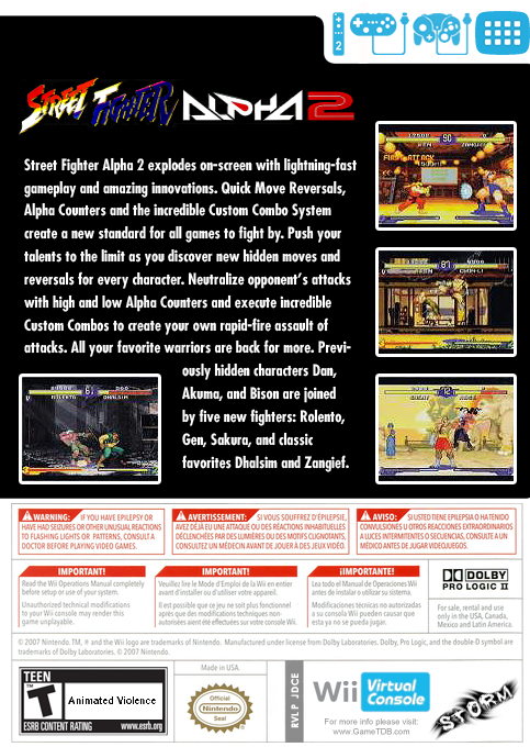 Street Fighter Alpha 2 — box-2D-back (US)