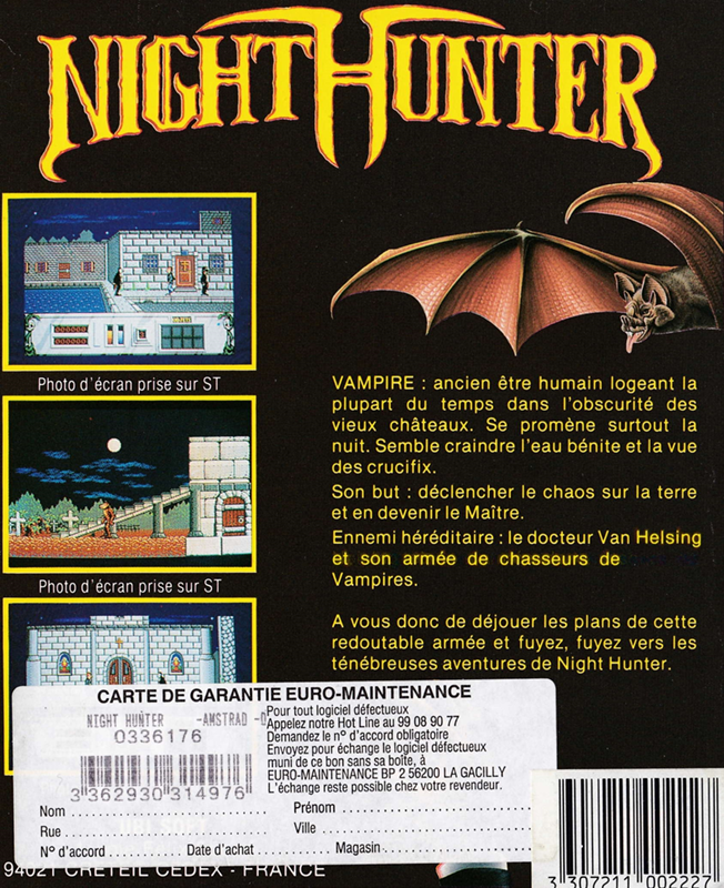 Night Hunter — box-2D-back (FR)