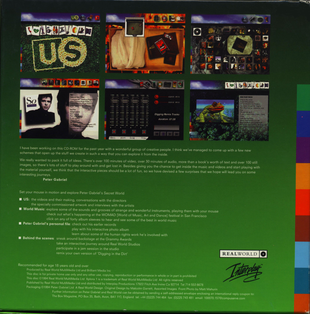 Xplora 1: Peter Gabriel's Secret World — box-2D-back (US)