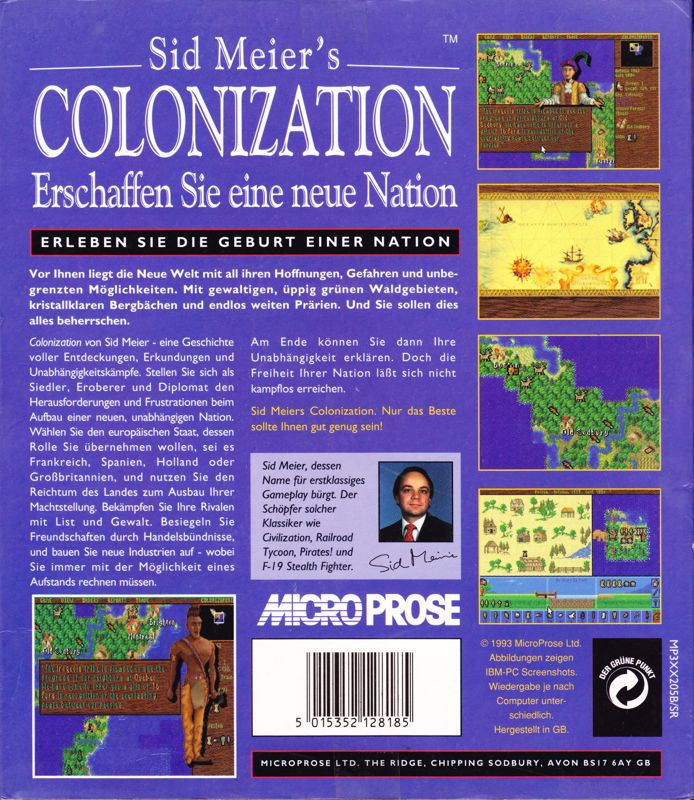 Sid Meier's Colonization — box-2D-back (DE)