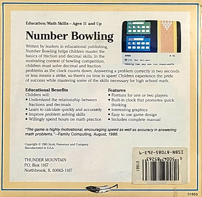 Number Bowling — box-2D-back (US)