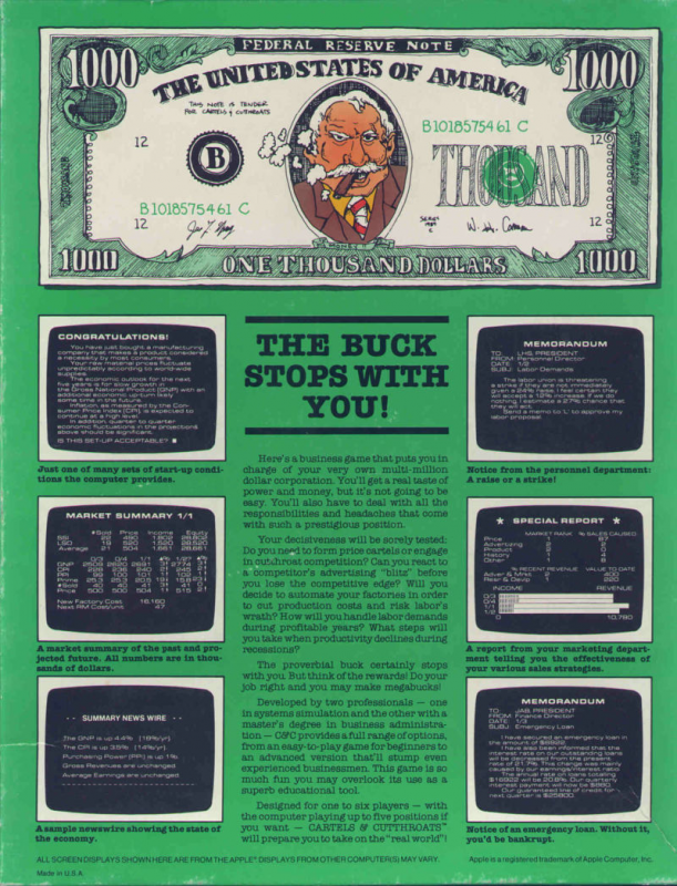 Cartels And Cutthroat$ — box-2D-back (US)