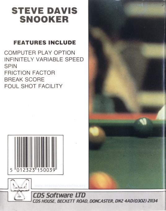 Steve Davis Snooker — box-2D-back (EU)
