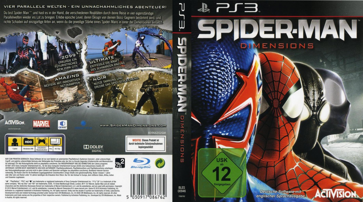 Spider-Man - Shattered Dimensions — box-texture (DE)