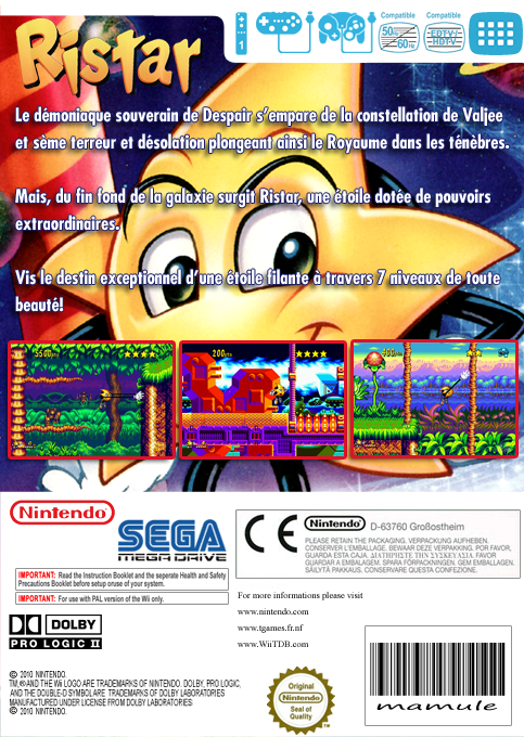 Ristar — box-2D-back (FR)