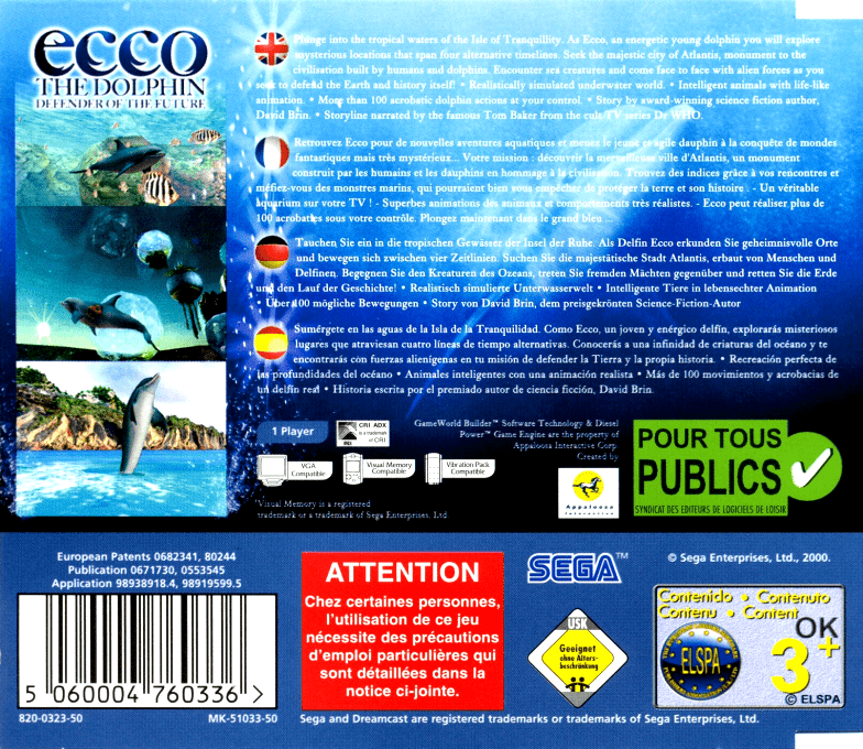 Ecco the Dolphin - Defender of the Future — box-2D-back (EU)