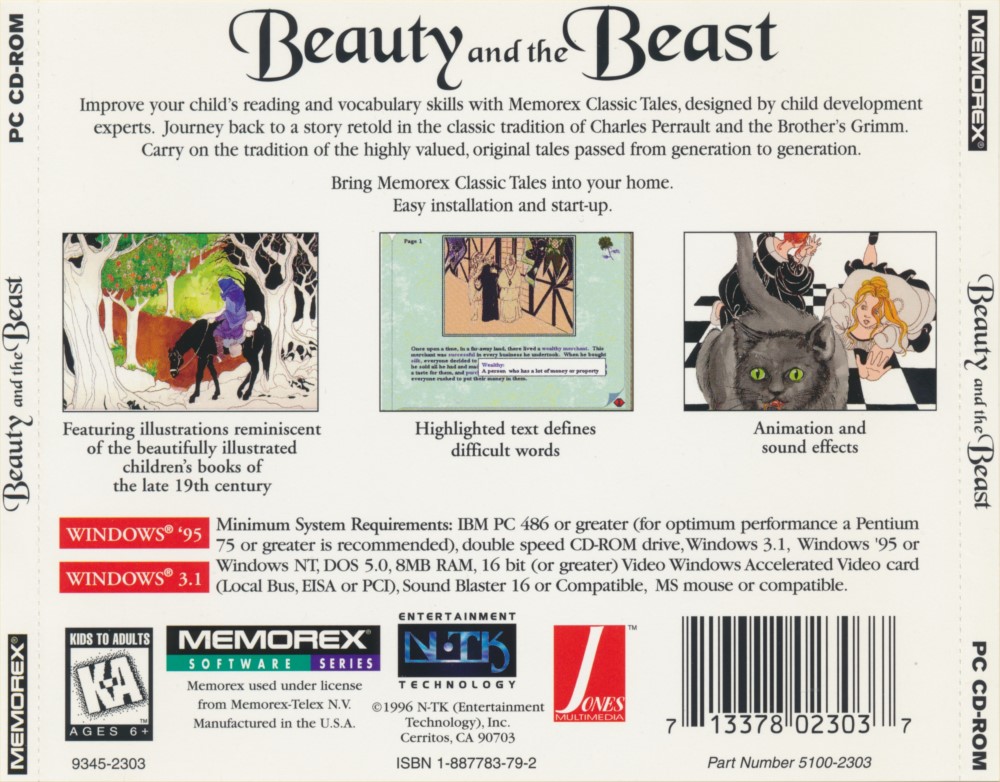 Beauty and the Beast: Memorex Children's Series — box-2D-back (US)