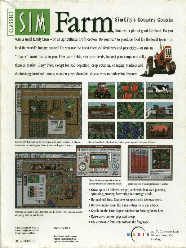 Sim Farm — box-2D-back (US)