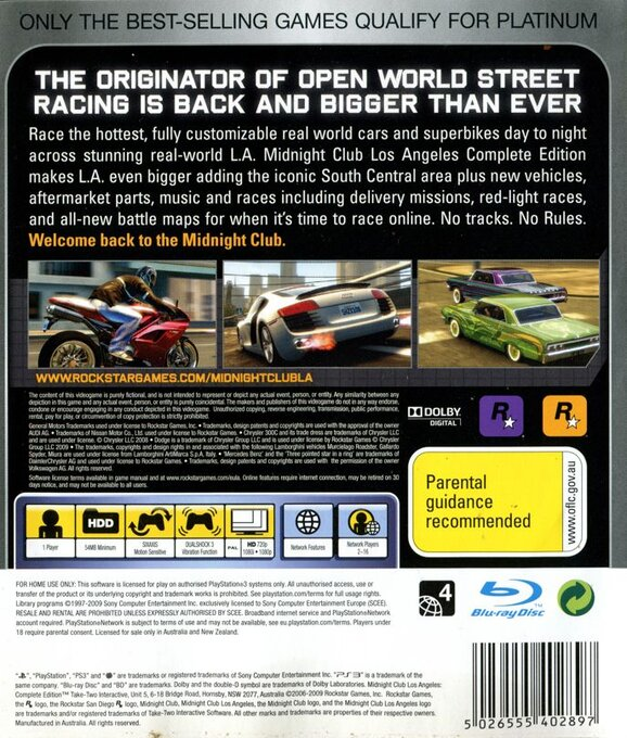 Midnight Club - Los Angeles - Complete Edition — box-2D-back (AU)