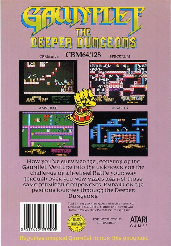 Gauntlet - The Deeper Dungeons — box-2D-back (EU)