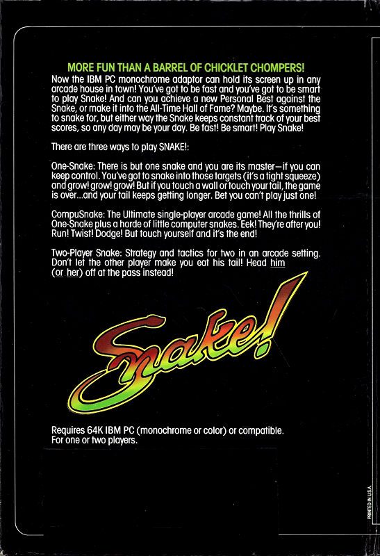 John Chenault's Snake! — box-2D-back (US)